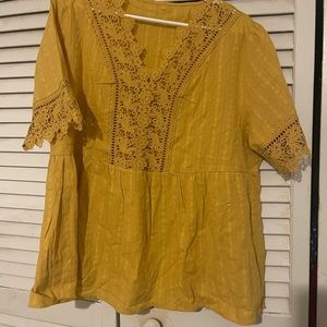 Gold Shirt Lace Front & Sleeves  Woman’s PTP 21 and Length